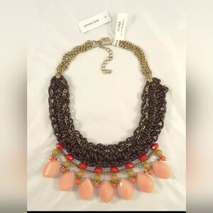 New Leather & Genuine Stone Necklace from Coldwater Creek Store NWT 18"